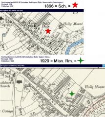 Maps showing 'Sch.' then 'Misn.Rm.'