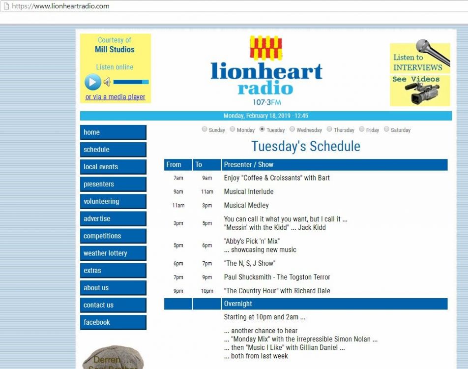 Lionheart radio Tuesday schedule.jpg